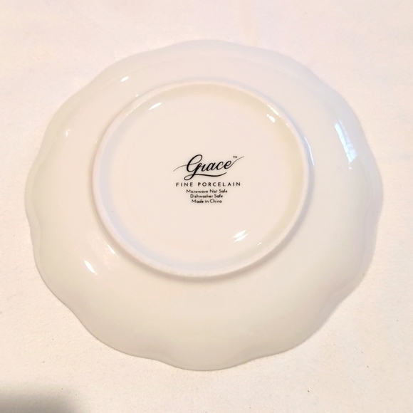 Grace Confetti Saucer for Teacup Fine Porcelain Metallic Gold Dots China - Picture 2 of 4